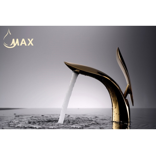 MAX Faucets Modern Bathroom Faucet Elegant Single Handle Shiny Gold