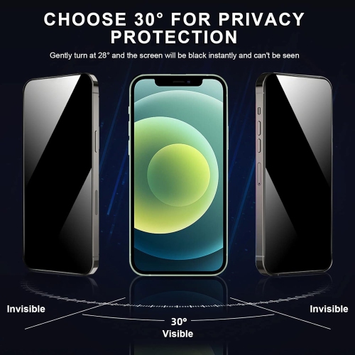 [3 Pack] Privacy Screen Protector for iPhone 12, Full Cover Anti-Spy Screen Protector Tempered Glass Film [6.1
