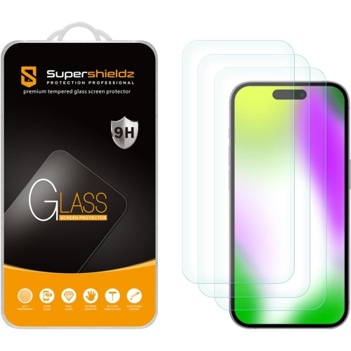 (Paquet de 3) conçu pour le protecteur d'écran en verre trempé iPhone 15, anti Scratch, sans bulles