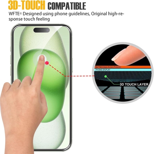 Protecteur d'écran [paquet de 3] pour iPhone 15 Pro de 6,1 po, protecteur d'écran en verre trempé, 0,33&nbsp;mm