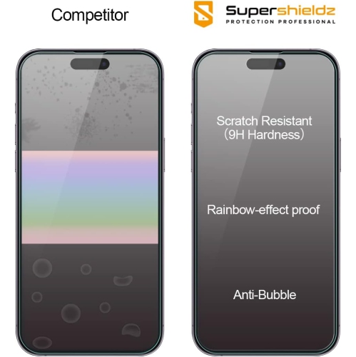 (Paquet de 3) conçu pour le protecteur d'écran en verre trempé iPhone 14 Pro, anti Scratch, sans bulles