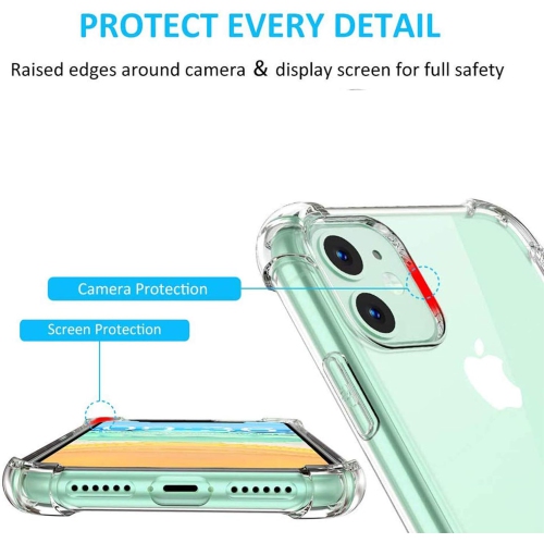 GENERIC  Iphone 11 Clear Case With 2 Screen Protectors, Maximum Shock Absorption Protection, Clear Iphone 11 Case