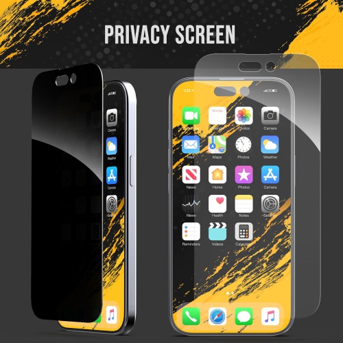 Privacy+ Display Guard, compatible avec le protecteur d'écran de confidentialité iPhone 15 Pro Max - verre trempé anti-espion