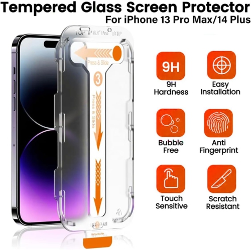 Grizzly Guard iPhone 14 Plus/iPhone 13 Pro Max 6.7-Inch [2 pack] Premium Tempered Glass Screen Protector
