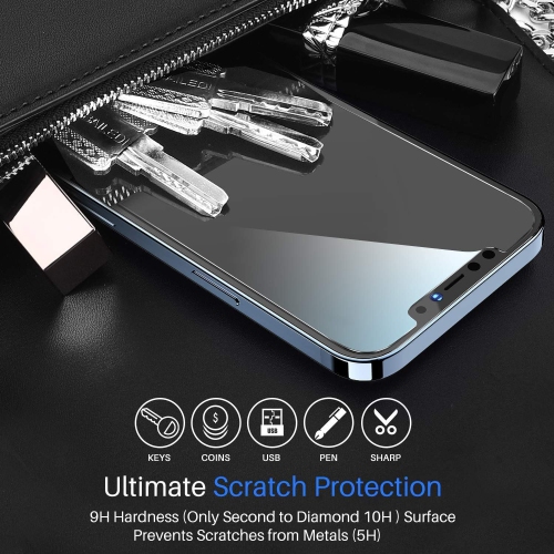 Pour protecteur d'écran iPhone 12 Pro Max, pour protecteur d'écran en verre trempé iPhone 12 Pro Max, paq./2, transparent HD