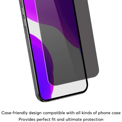 [Paquet de 2] Protecteur d'écran de confidentialité pour Apple iPhone 12 et iPhone 12 Pro, pellicule de verre trempé anti-espion, étui