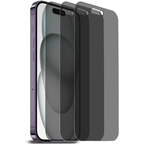Pour iPhone 15 Pro / 15 Film en verre trempé anti-espion à couverture  complète haute transparence