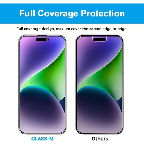 [Paquet de 2] Protecteur d’écran de confidentialité pour iPhone 14 Pro, film de verre trempé anti-espion, anti-Covergae complet