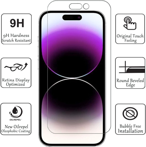 iPhone 14 Pro Max Screen Protectors, 9H Tempered Glass Film for iPhone 14 Pro Max Anti-Scratch