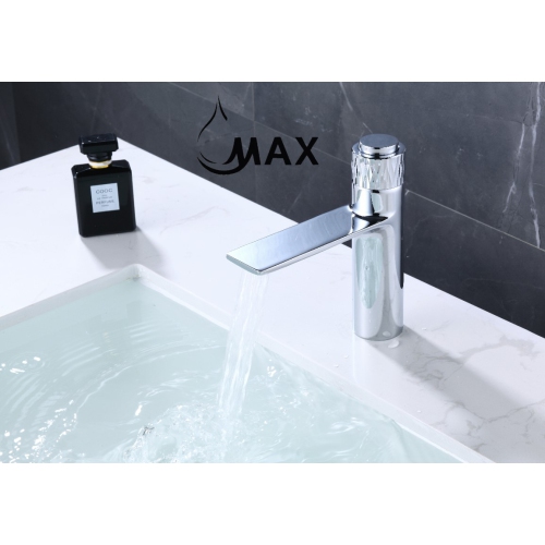 MAX Faucets Waterfall Punch Knob Bathroom Faucet Chrome Finish