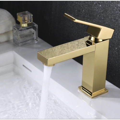 MAX Faucets Elegance Square Design Bathroom Faucet Brushed Gold Finish