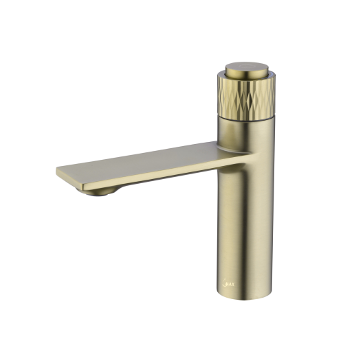 MAX Faucets Punch Knob Bathroom Faucet Brushed Gold Finish