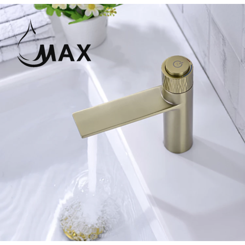 MAX Faucets Punch Knob Bathroom Faucet Brushed Gold Finish