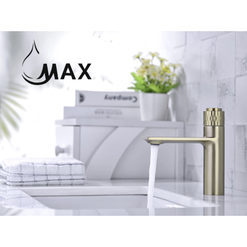 MAX Faucets Punch Knob Bathroom Faucet Brushed Gold Finish