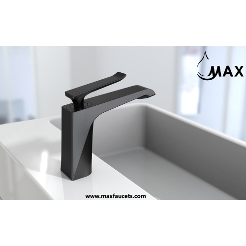MAX Faucets Modern Bathroom Faucet Single Handle Matte Black