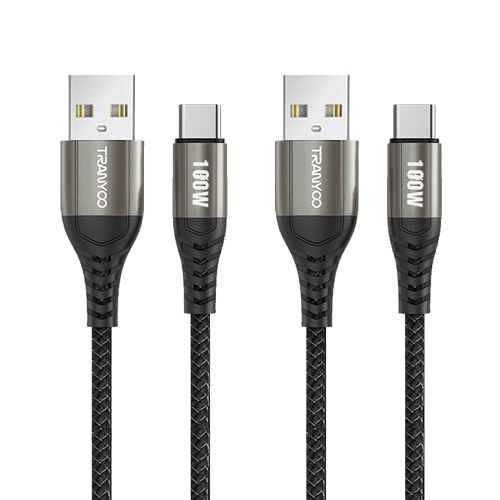 TRANYOO 2&nbsp;M Câble 100&nbsp;W 6&nbsp;A USB type C recharge rapide Chargeur de données Câble de synchronisation de données