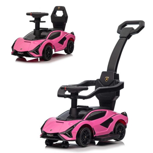 KidsVIP Kids Ride On Lamborghini Sian Push Car - Fun Riding Toy for Kids and Toddlers with Lights, Music Player and Detachable Parent Push Handle