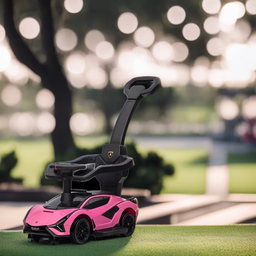 KidsVIP Kids Ride On Lamborghini Sian Push Car - Fun Riding Toy for Kids and Toddlers with Lights, Music Player and Detachable Parent Push Handle