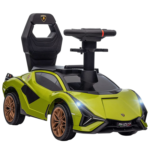KidsVIP Kids Ride On Lamborghini Sian Push Car - Fun Riding Toy for Kids and Toddlers with Lights, Music Player and Detachable Parent Push Handle