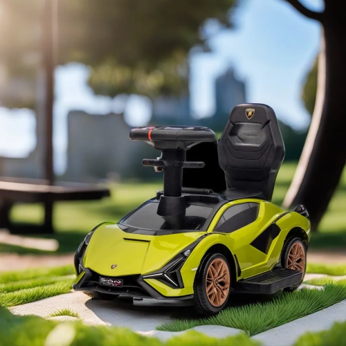 KidsVIP Kids Ride On Lamborghini Sian Push Car - Fun Riding Toy for Kids and Toddlers with Lights, Music Player and Detachable Parent Push Handle