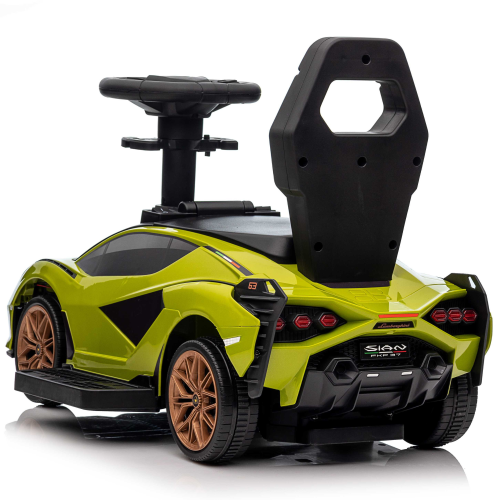 KidsVIP Kids Ride On Lamborghini Sian Push Car - Fun Riding Toy for Kids and Toddlers with Lights, Music Player and Detachable Parent Push Handle