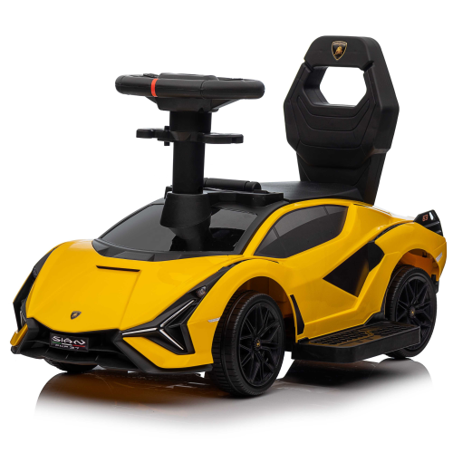 Jouet porteur Lamborghini Sian pour enfants de KidsVIP avec lumières, lecteur de musique et poignée amovible pour les parents