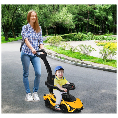 Jouet porteur Lamborghini Sian pour enfants de KidsVIP avec lumières, lecteur de musique et poignée amovible pour les parents
