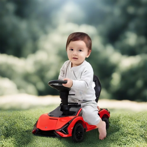 KidsVIP Kids Ride On Lamborghini Sian Push Car - Fun Riding Toy for Kids and Toddlers with Lights, Music Player and Detachable Parent Push Handle
