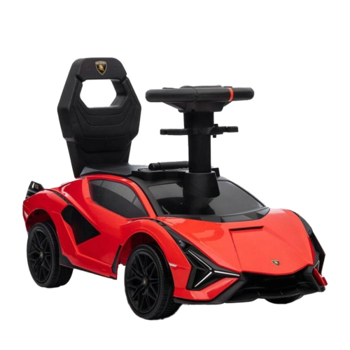 KidsVIP Kids Ride On Lamborghini Sian Push Car - Fun Riding Toy for Kids and Toddlers with Lights, Music Player and Detachable Parent Push Handle