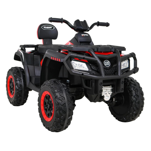 KidsVIP Kids Ride On ATV Upgraded 24V Battery Powered Titan 4x4 AWD Off Road Quad: Rubber Wheels, Leather Seat, Music Player, Lights