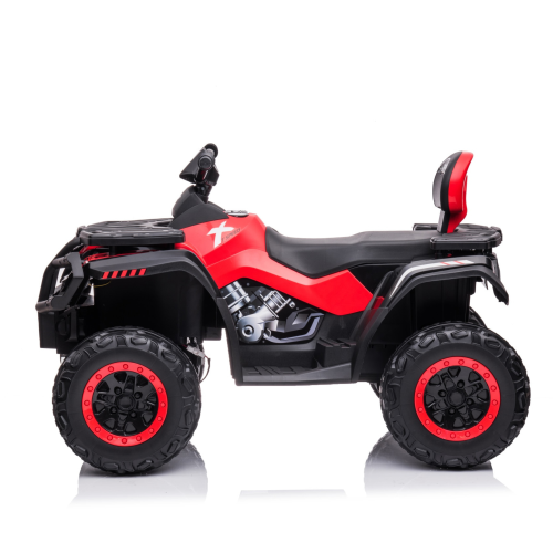 KidsVIP Kids Ride On ATV Upgraded 24V Battery Powered Titan 4x4 AWD Off Road Quad: Rubber Wheels, Leather Seat, Music Player, Lights