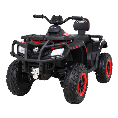 KidsVIP Kids Ride On ATV Upgraded 24V Battery Powered Titan 4x4 AWD Off Road Quad: Rubber Wheels, Leather Seat, Music Player, Lights
