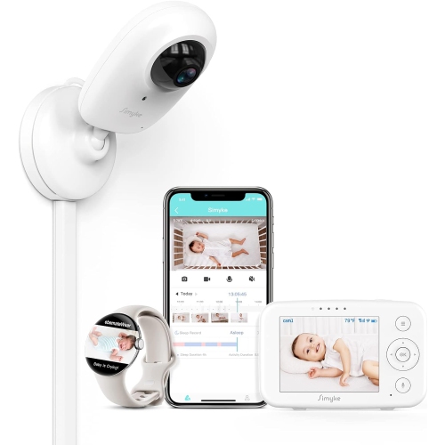 SIMYKE  Smart Baby Monitor: 1080P Camera + 3.5” Lcd Display, Smartwatch Connectivity