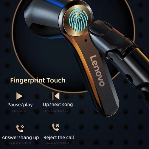 Lenovo QT81 TWS Bluetooth 5.0 Headphones Earbuds Wireless Headsets Stereo Touch Keys 1200mAh Charging Box – Black