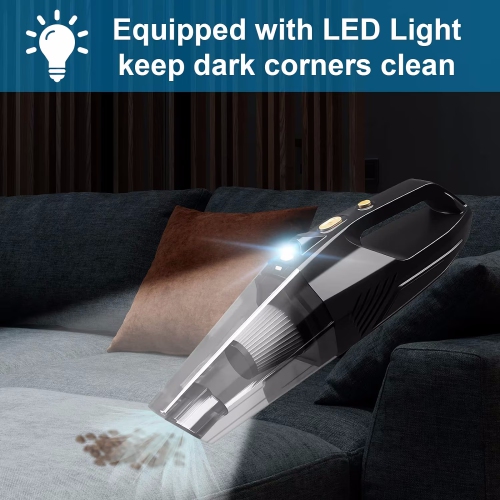 NIERBO Portable LED Car Vacuum Hand Held Vacuuming Home Dust Rechargeable High Power Wet Dry Mini Vacuum Cleaners Lightweight Pet Hair Small Vac