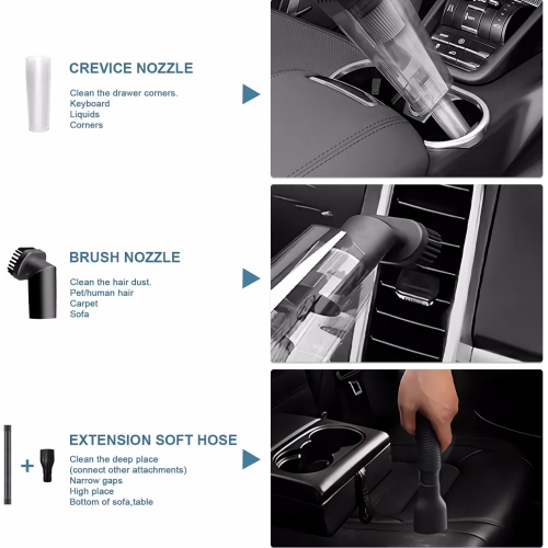 NIERBO Portable LED Car Vacuum Hand Held Vacuuming Home Dust Rechargeable High Power Wet Dry Mini Vacuum Cleaners Lightweight Pet Hair Small Vac