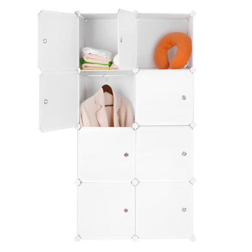 Image 1 of 10.. 8 Cube Multi-Use DIY Portable Closet Organizer ,Modular Cabinet for Hanging Clothes, Armoire Wardrobe with Doors