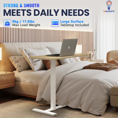 IMGadgets Height Adjustable Desk 80x40 cm | Standing Desk for Work and Home | Overbed C - Table Height Adjustable Desk Max Height 103 cm (FREE