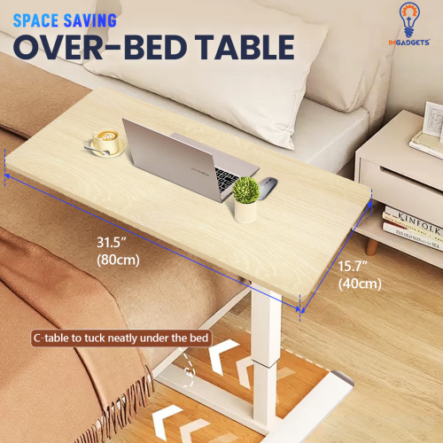 IMGadgets Height Adjustable Desk 80x40 cm | Standing Desk for Work and Home | Overbed C - Table Height Adjustable Desk Max Height 103 cm (FREE