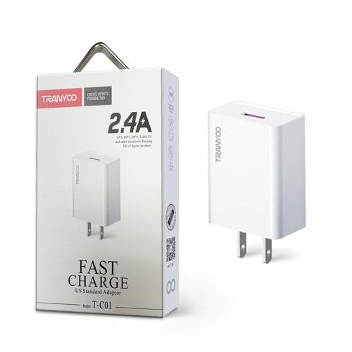 Wall Charger TRANYOO Quick Charge QC 2.4A Universal Super Fast USB 18W for Galaxy S20 S21 S22 S8 S9 S10 S10e Plus Note 8 9 10 20 A5 A8, A A71 Cell
