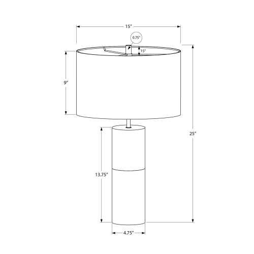 Monarch Specialties I 9629 - Lighting, 25"H, Table Lamp, Black Concrete, Black Shade, Contemporary