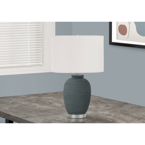 MONARCH SPECIALTIES  I 9622 - Lighting, 24"h, Table Lamp Ceramic, Ivory / Cream Shade, Contemporary In Blue