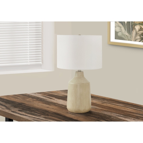 Monarch Specialties I 9702 - Lighting, 24"H, Table Lamp, Beige Concrete, Ivory / Cream Shade, Contemporary