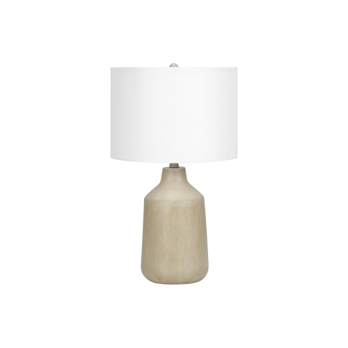 Monarch Specialties I 9702 - Lighting, 24"H, Table Lamp, Beige Concrete, Ivory / Cream Shade, Contemporary