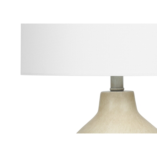 Monarch Specialties I 9702 - Lighting, 24"H, Table Lamp, Beige Concrete, Ivory / Cream Shade, Contemporary