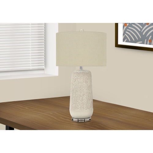 Monarch Specialties I 9605 - Lighting, 31"H, Table Lamp, Cream Ceramic, Beige Shade, Contemporary