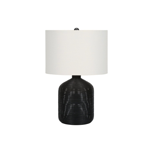 Monarch Specialties I 9734 - Lighting, 23"H, Table Lamp, Black Rattan, Ivory / Cream Shade, Modern
