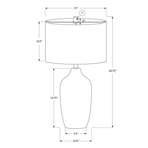 Monarch Specialties I 9709 - Lighting, 27"H, Table Lamp, Grey Ceramic, Beige Shade, Contemporary