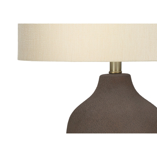 Monarch Specialties I 9709 - Lighting, 27"H, Table Lamp, Grey Ceramic, Beige Shade, Contemporary
