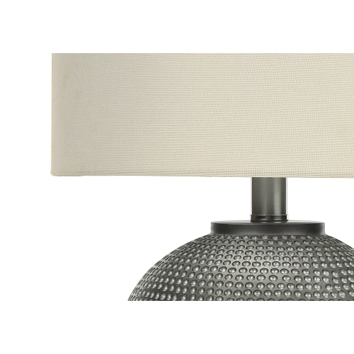 Monarch Specialties I 9653 - Lighting, 19"H, Table Lamp, Grey Resin, Ivory / Cream Shade, Modern